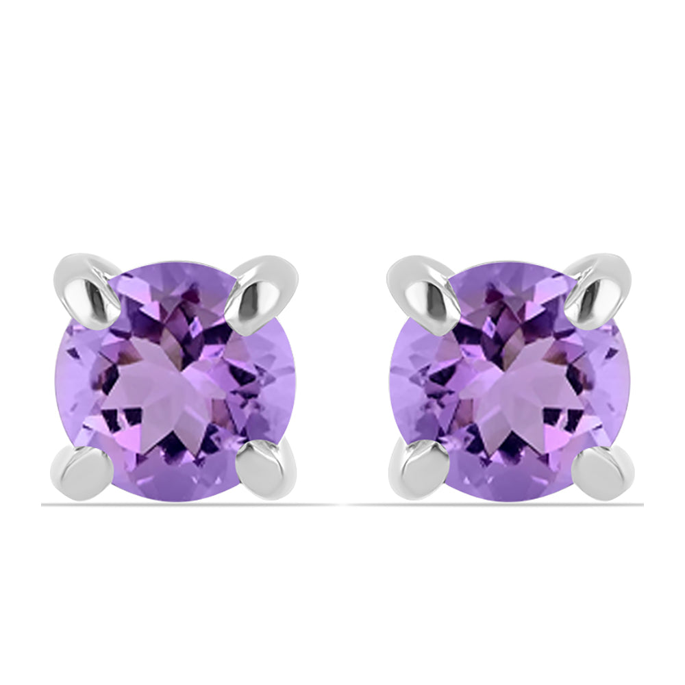 Stříbro 925/1000 - Náušnice s Rose de France Ametystem - Karátové číslo: 0.86. přibližná hmotnost: 1.34 gramů