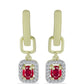 Pozlacené Stříbro 925/1000 - Náušnice s Madagaskarským Rubínem a Bílým Topazem - Karátové číslo: 1.31. přibližná hmotnost: 4.23 gramů