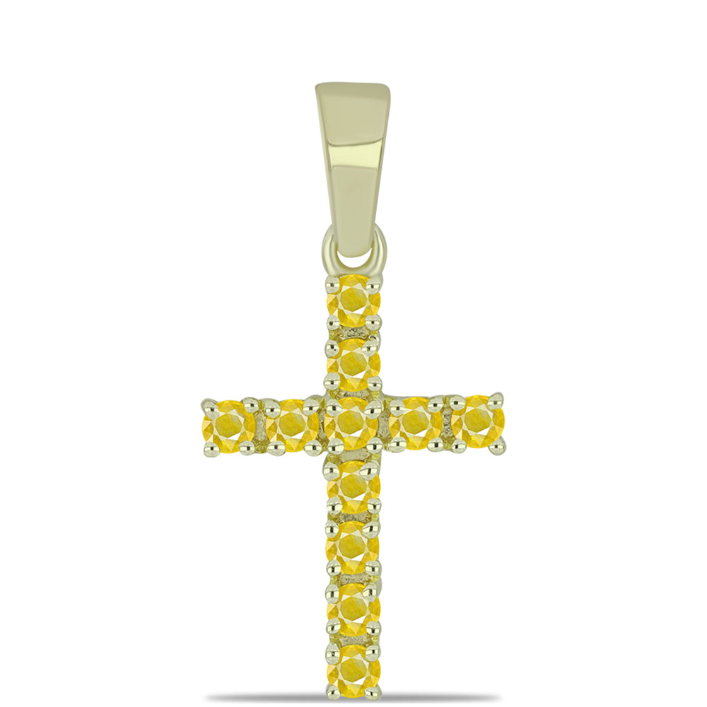 Pozlacené Stříbro 925/1000 - Přívěsek s Roseberským Žlutým Safírem - Karátové číslo: 0.46. přibližná hmotnost: 1.3 gramů