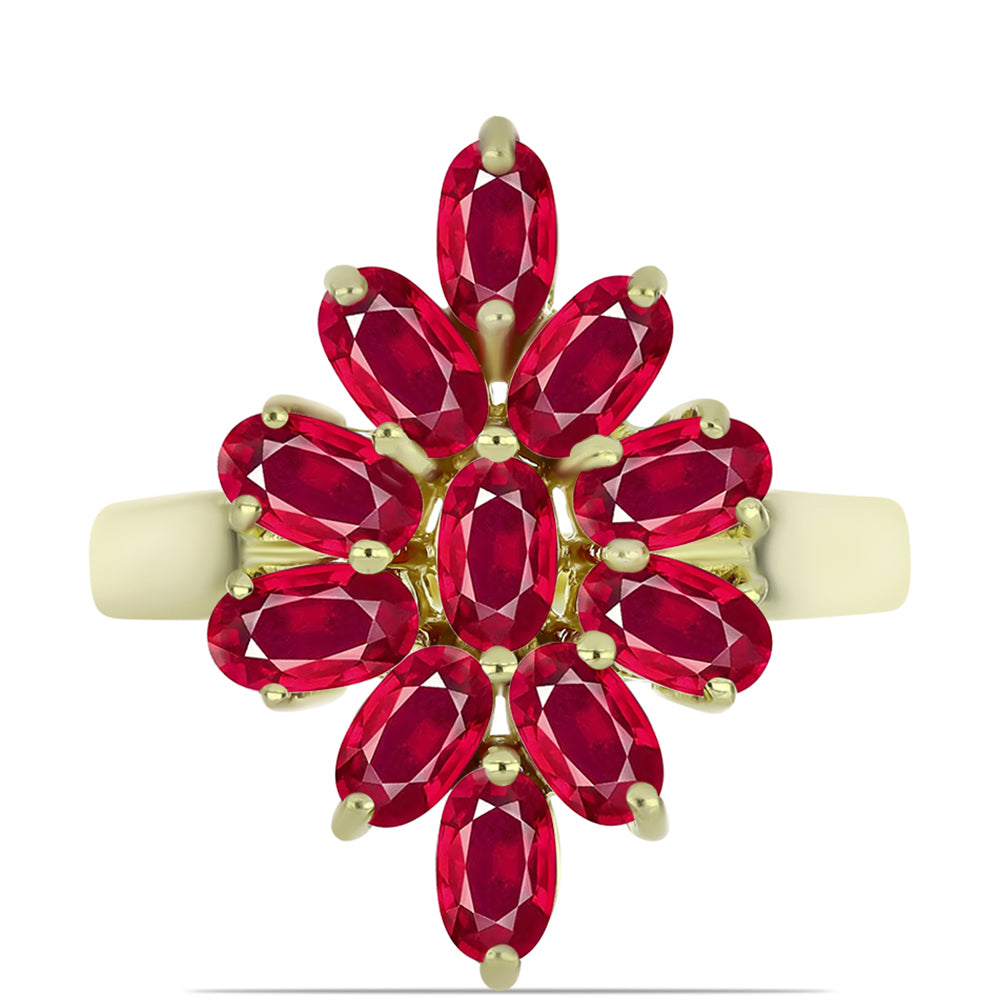 Pozlacené Stříbro 925/1000 - Prsten s Madagaskarským Rubínem - Karátové číslo: 3.38. přibližná hmotnost: 4.52 gramů 1 