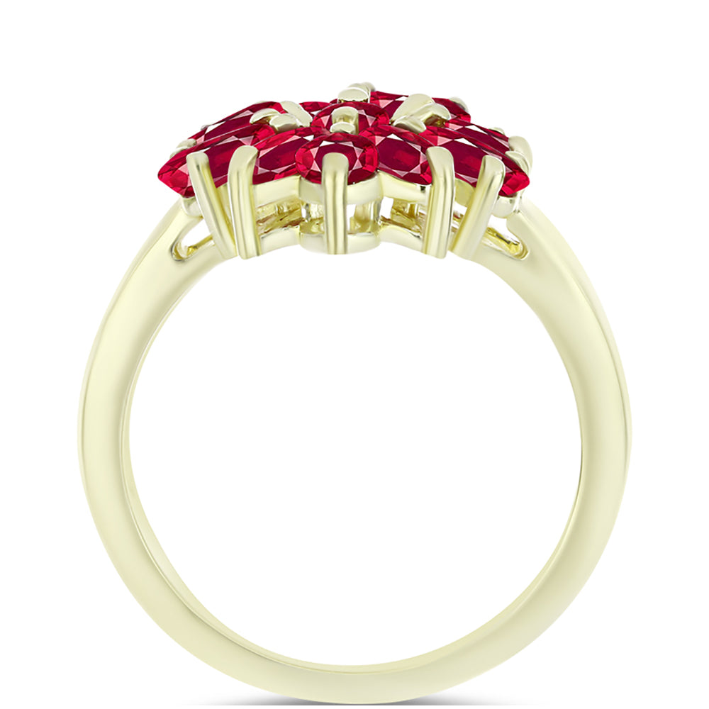 Pozlacené Stříbro 925/1000 - Prsten s Madagaskarským Rubínem - Karátové číslo: 3.38. přibližná hmotnost: 4.52 gramů