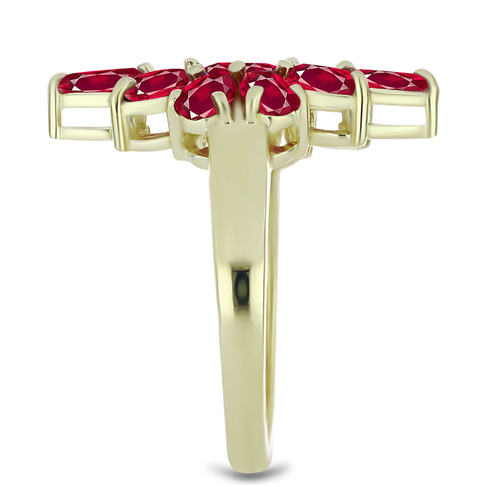 Pozlacené Stříbro 925/1000 - Prsten s Madagaskarským Rubínem - Karátové číslo: 3.38. přibližná hmotnost: 4.52 gramů