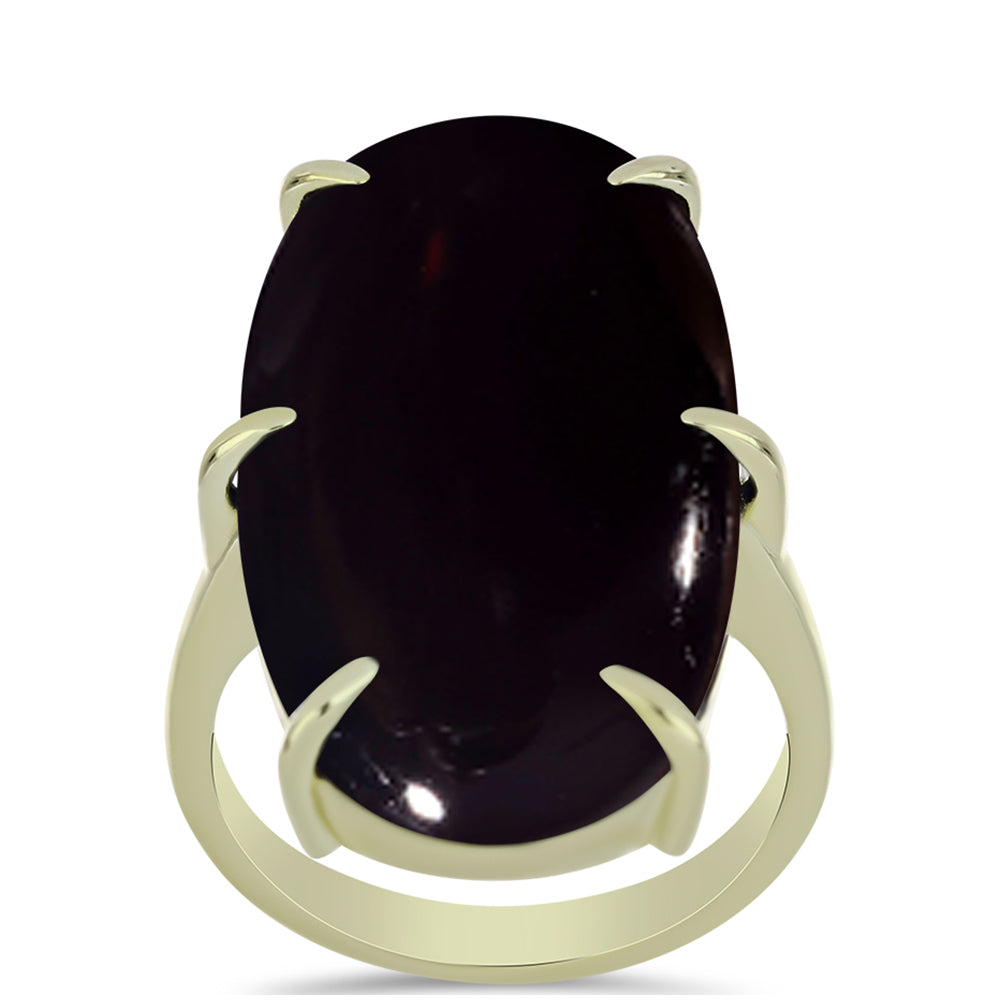 Pozlacené Stříbro 925/1000 - Prsten s Černým Suwarským Onyxem - Karátové číslo: 16.74. přibližná hmotnost: 6.5 gramů 3 