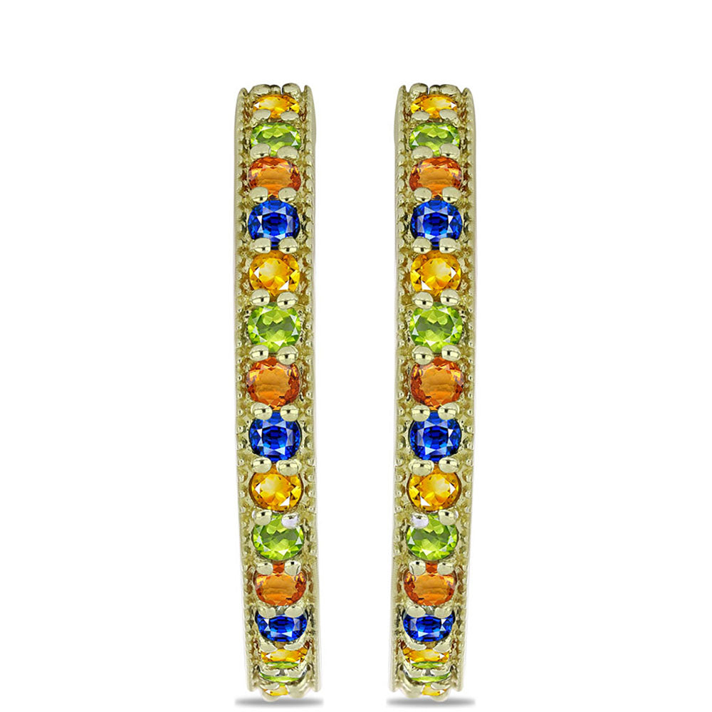 Pozlacené Stříbro 925/1000 - Náušnice s Roseberským Duhovým Safírem - Karátové číslo: 1.97. přibližná hmotnost: 4.19 gramů 1 