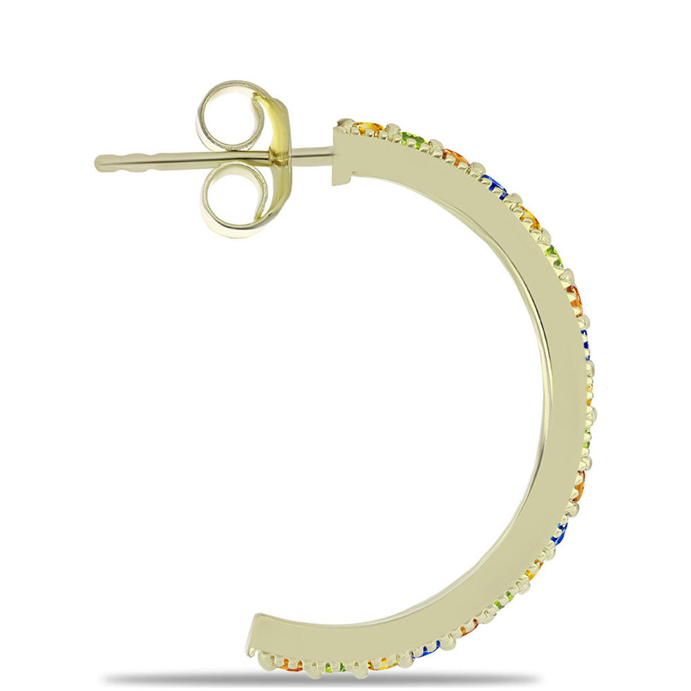 Pozlacené Stříbro 925/1000 - Náušnice s Roseberským Duhovým Safírem - Karátové číslo: 1.97. přibližná hmotnost: 4.19 gramů