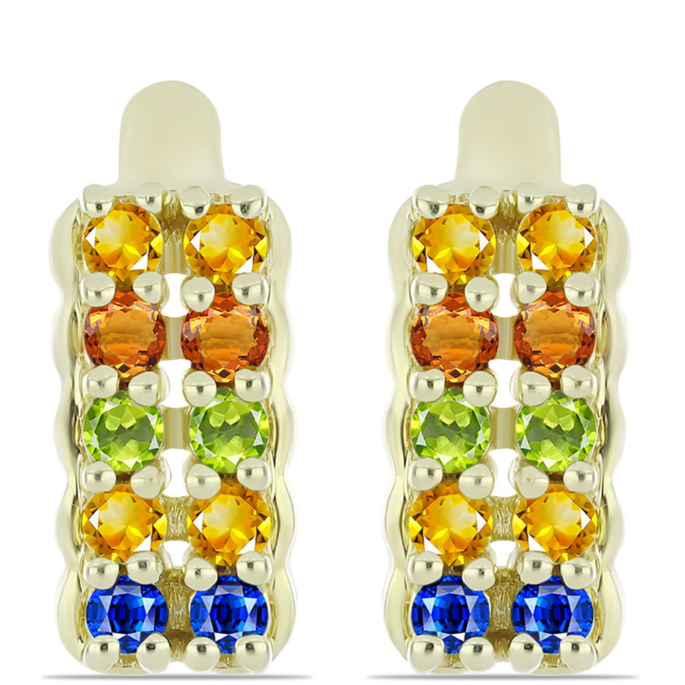 Pozlacené Stříbrné Náušnice s Roseberským Duhovým Safírem 1 