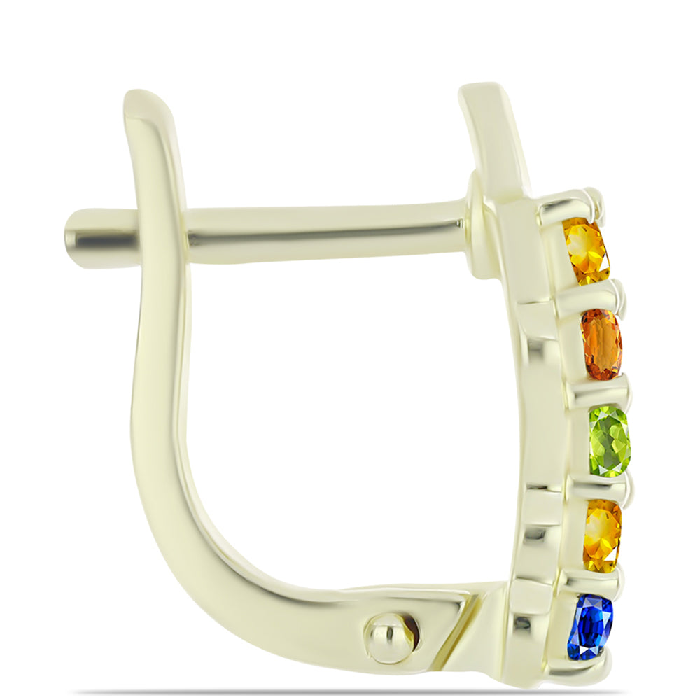 Pozlacené Stříbrné Náušnice s Roseberským Duhovým Safírem 2 