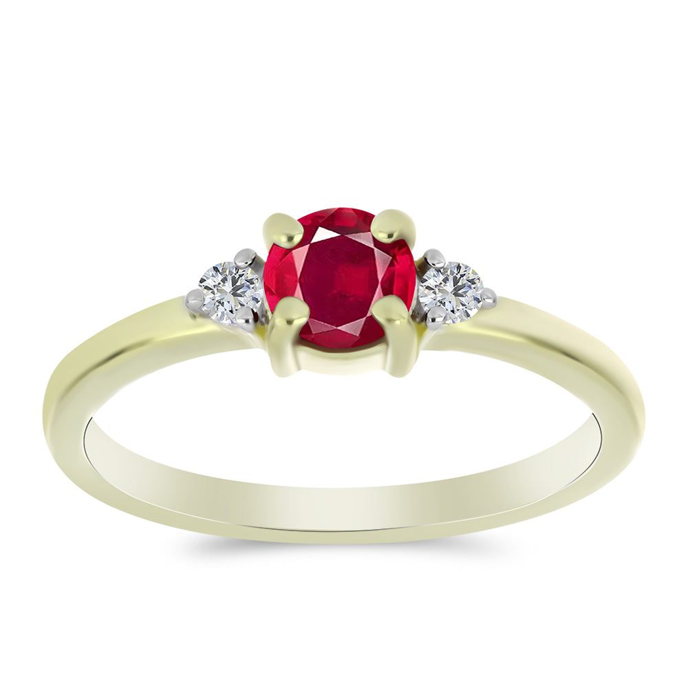 Pozlacené Stříbro 925/1000 - Prsten s Madagaskarským Rubínem a Bílým Topazem - Karátové číslo: 0.81. přibližná hmotnost: 1.96 gramů 1 