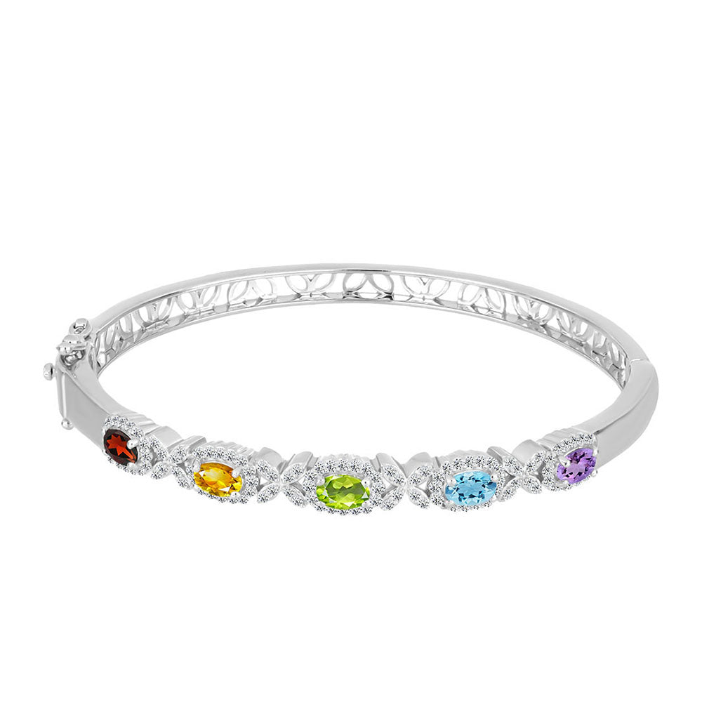 Stříbro 925/1000 - Sada s Rose de France Ametystem a Uralským Citrínem - Karátové číslo: 5.38. přibližná hmotnost: 23.73 gramů ( Náramek+Přívěsek ) 5 