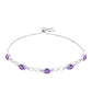Stříbro 925/1000 - Náramek s Rose de France Ametystem a Bílým Topazem - Karátové číslo: 3.72. přibližná hmotnost: 7.15 gramů