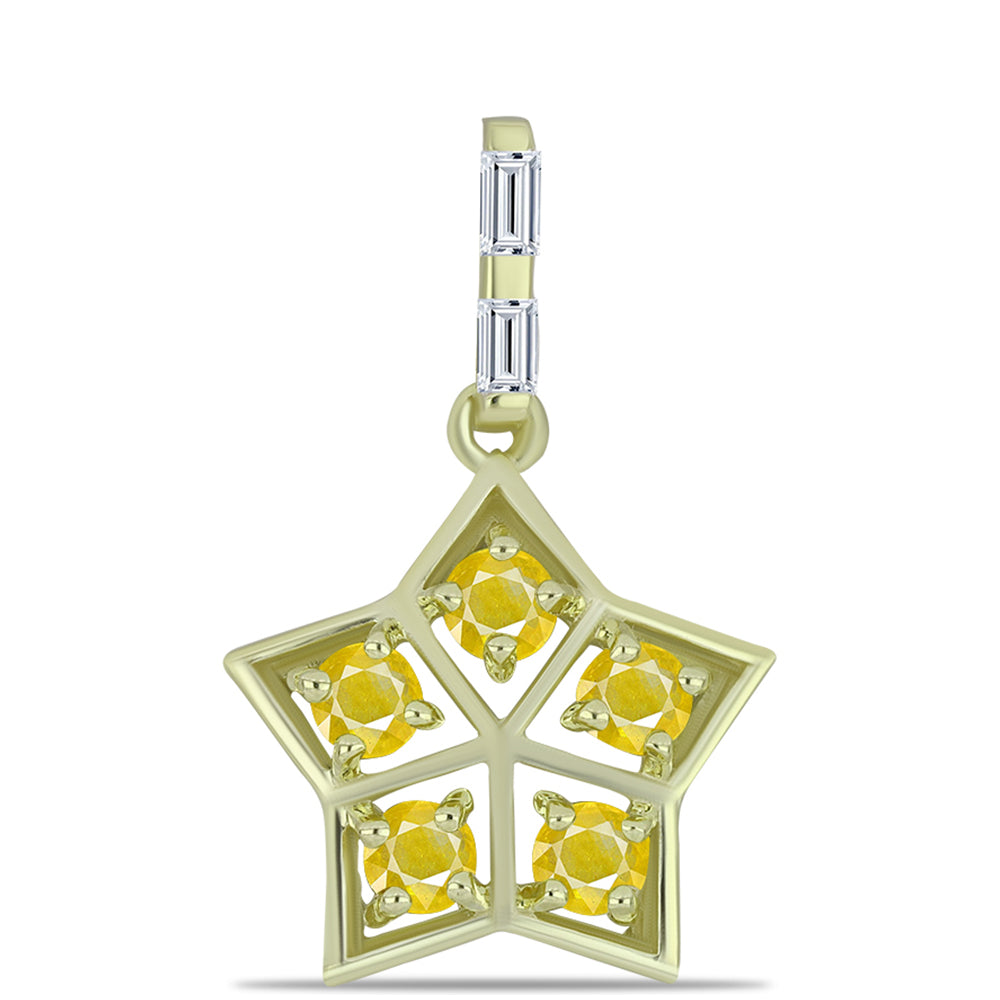 Pozlacený Stříbrný Přívěsek s Roseberským Žlutým Safírem a Bílým Zirkonem 1 