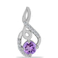 Stříbro 925/1000 Přívěsek s Rose de France Ametystem a Bílým Topazem - Karátové číslo: 0.54. přibližná hmotnost: 1.11 gramů