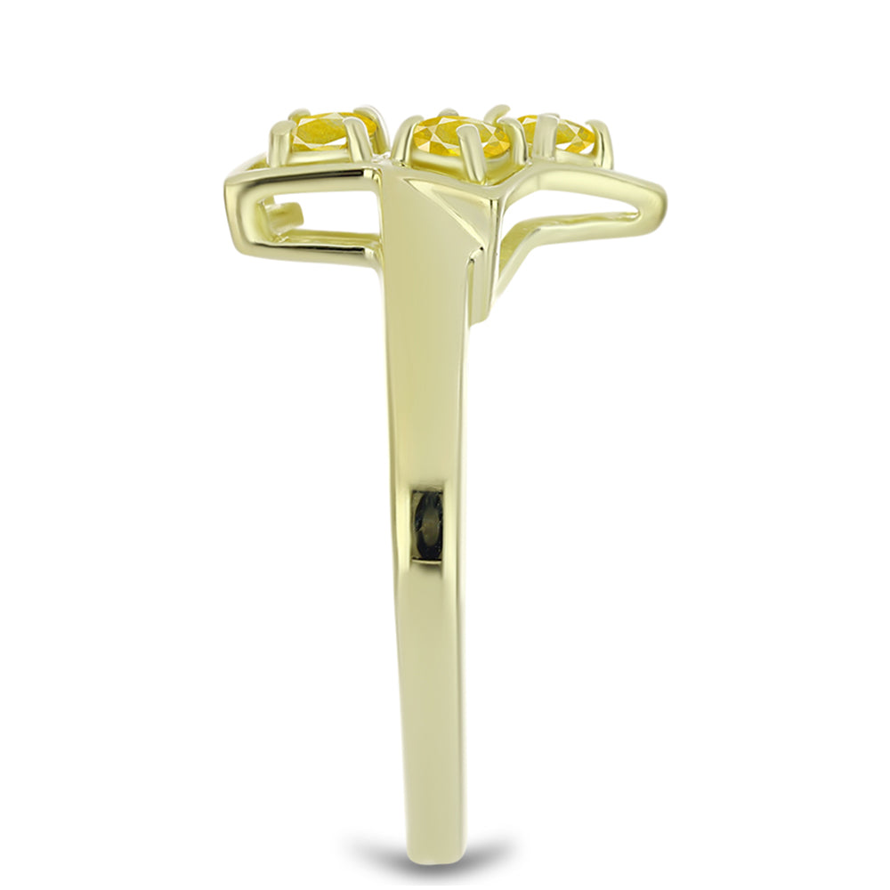 Pozlacené Stříbro 925/1000 - Prsten s Roseberským Žlutým Safírem - Karátové číslo: 0.63. přibližná hmotnost: 3.09 gramů