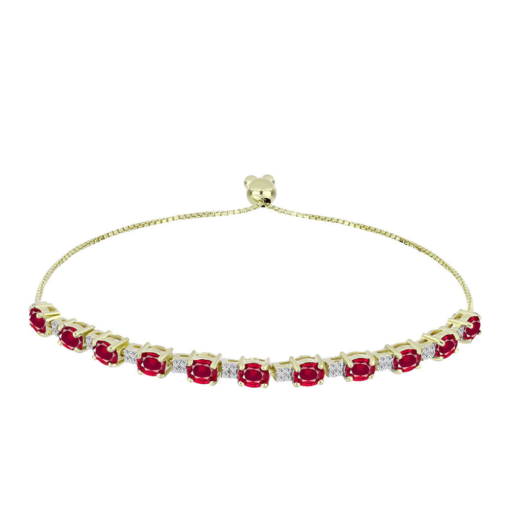 Pozlacené Stříbro 925/1000 - Náramek s Madagaskarským Rubínem a Bílým Topazem - Karátové číslo: 5.21. přibližná hmotnost: 7.96 gramů 1 