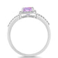 Stříbro 925/1000 - Prsten s Rose de France Ametystem a Bílým Topazem - Karátové číslo: 1.97. přibližná hmotnost: 2.96 gramů