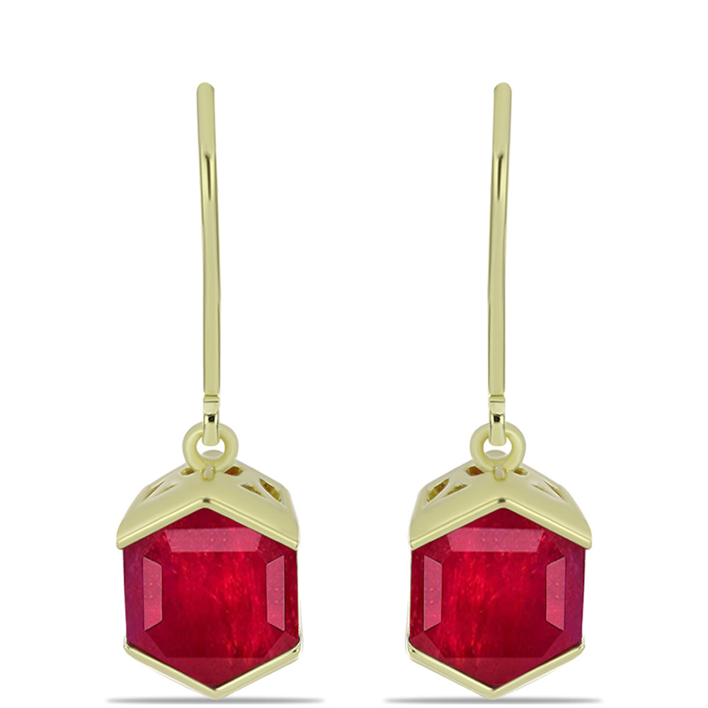 Pozlacené Stříbrné Náušnice s Madagaskarským Rubínem