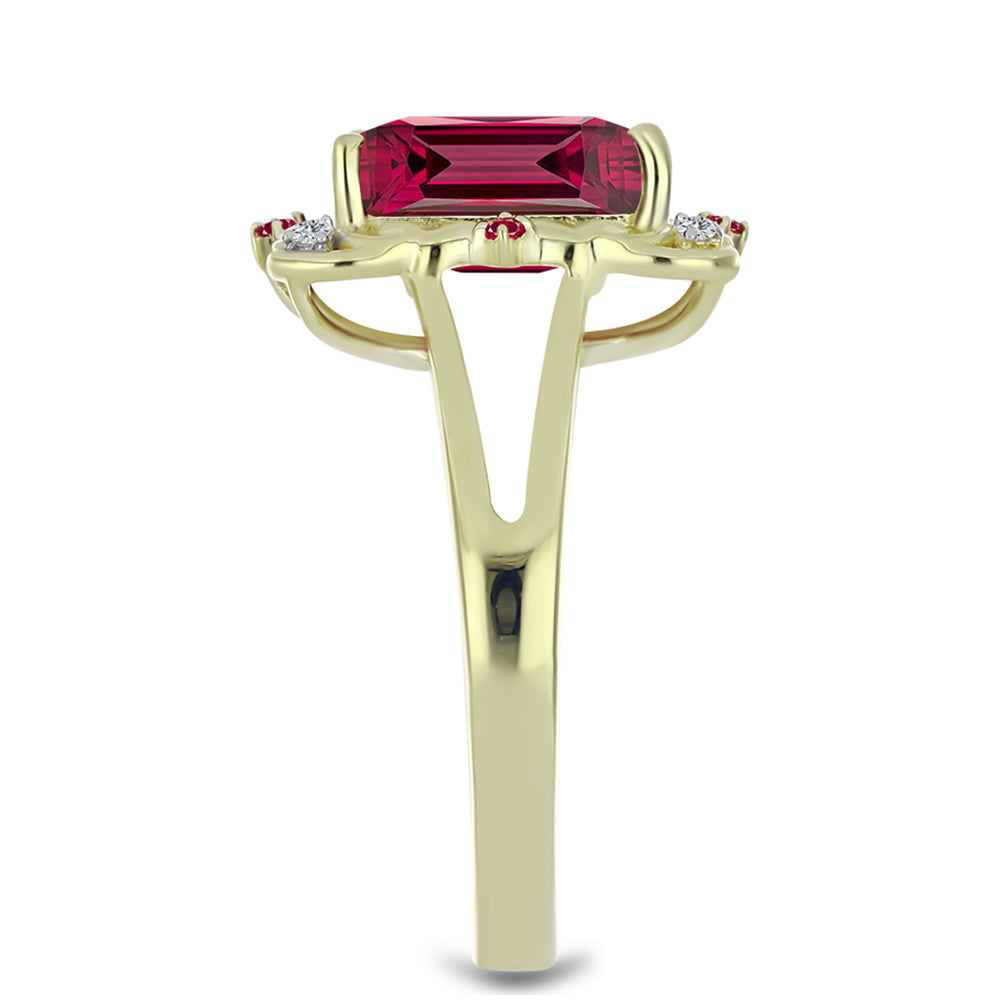 Pozlacený Stříbrný Prsten s Madagaskarským Rubínem a Bílým Topazem 4 