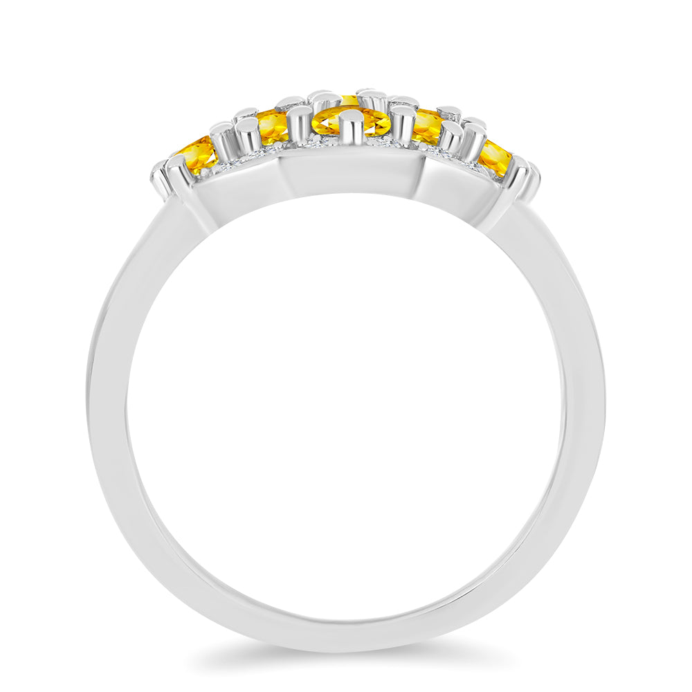 Stříbro 925/1000 - Prsten s Uralským Citrínem a Bílým Topazem - Karátové číslo: 1.15. přibližná hmotnost: 3.61 gramů 2 