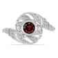 Stříbro 925/1000 - Prsten s Bartonským Granátem a Bílým Topazem - Karátové číslo: 0.86. přibližná hmotnost: 2.96 gramů