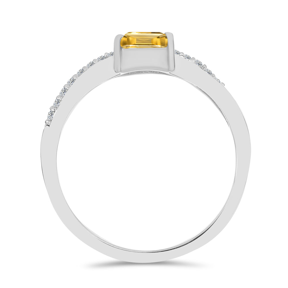 Stříbro 925/1000 - Prsten s Uralským Citrínem a Bílým Topazem - Karátové číslo: 0.9. přibližná hmotnost: 1.93 gramů 3 