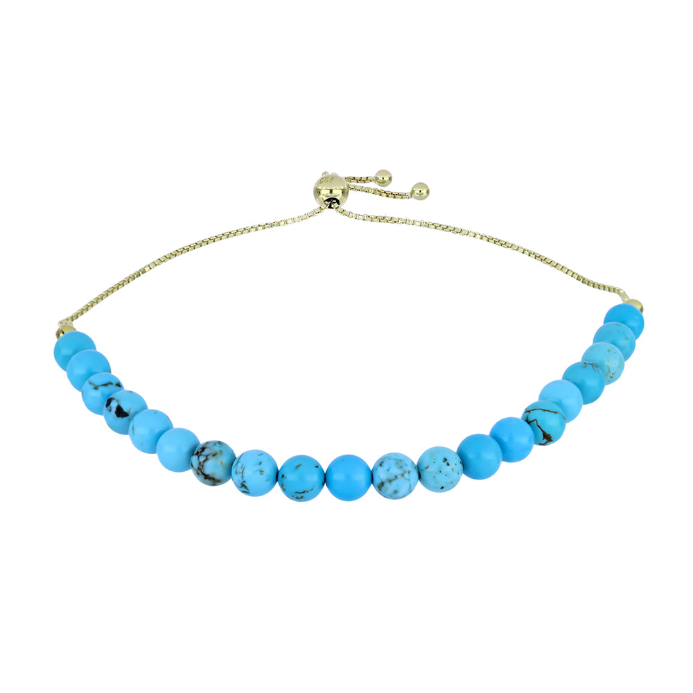 Pozlacené Stříbro 925/1000 - Náramek s Tyrkysem Sleeping Beauty - Karátové číslo: 41.65. přibližná hmotnost: 10.07 gramů