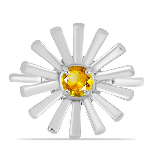 Stříbro 925/1000 - Prsten s Uralským Citrínem - Karátové číslo: 0.46. přibližná hmotnost: 3.91 gramů