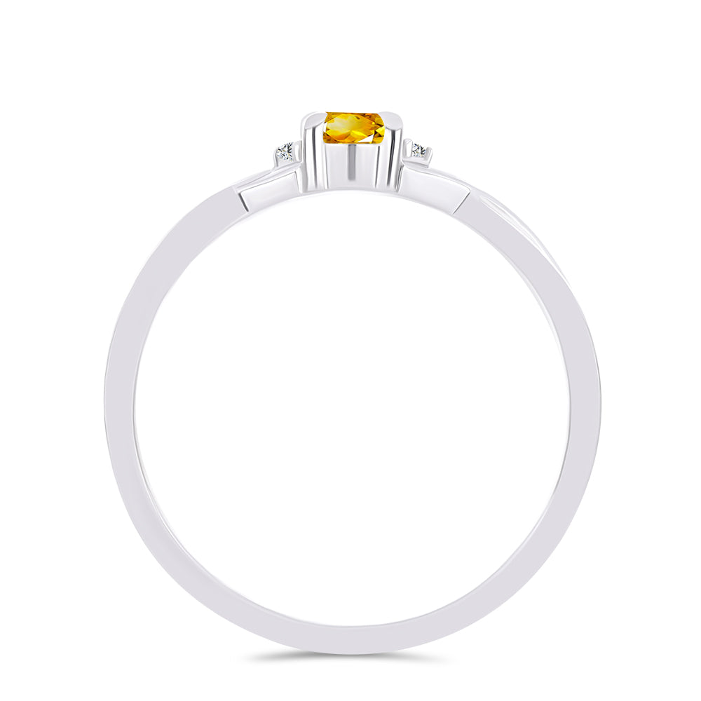 Stříbro 925/1000 - Prsten s Uralským Citrínem a Bílým Topazem - Karátové číslo: 0.34. přibližná hmotnost: 2.08 gramů