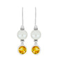 Stříbro 925/1000 - Náušnice s Uralským Citrínem a Bílou Sladkovodní Perlou - Karátové číslo: 9.68. přibližná hmotnost: 4.2 gramů