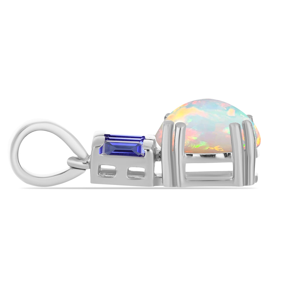 Stříbrný Přívěsek s Tanzanitem a Etiopským Opálem z Lega Dembi 2 