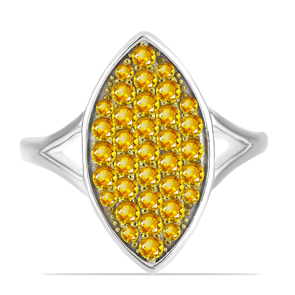 Stříbro 925/1000 - Prsten s Uralským Citrínem - Karátové číslo: 1.06. přibližná hmotnost: 4.5 gramů