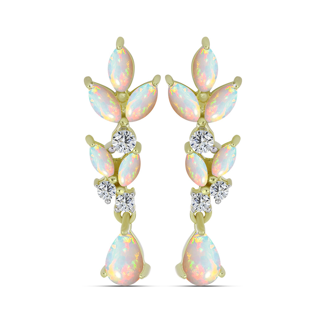 Pozlacené Stříbrné Náušnice s Etiopským Opálem z Lega Dembi a Bílým Topazem 1 