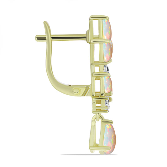 Pozlacené Stříbrné Náušnice s Etiopským Opálem z Lega Dembi a Bílým Topazem