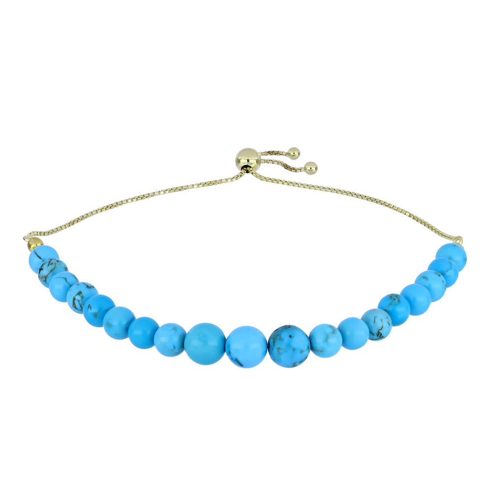 Pozlacené Stříbro 925/1000 - Náramek s Tyrkysem Sleeping Beauty - Karátové číslo: 35.08. přibližná hmotnost: 8.76 gramů