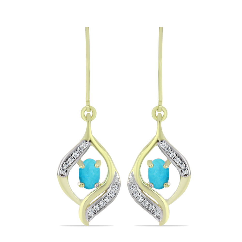 Pozlacené Stříbrné Náušnice s Tyrkysem Sleeping Beauty a Bílým Topazem 1 