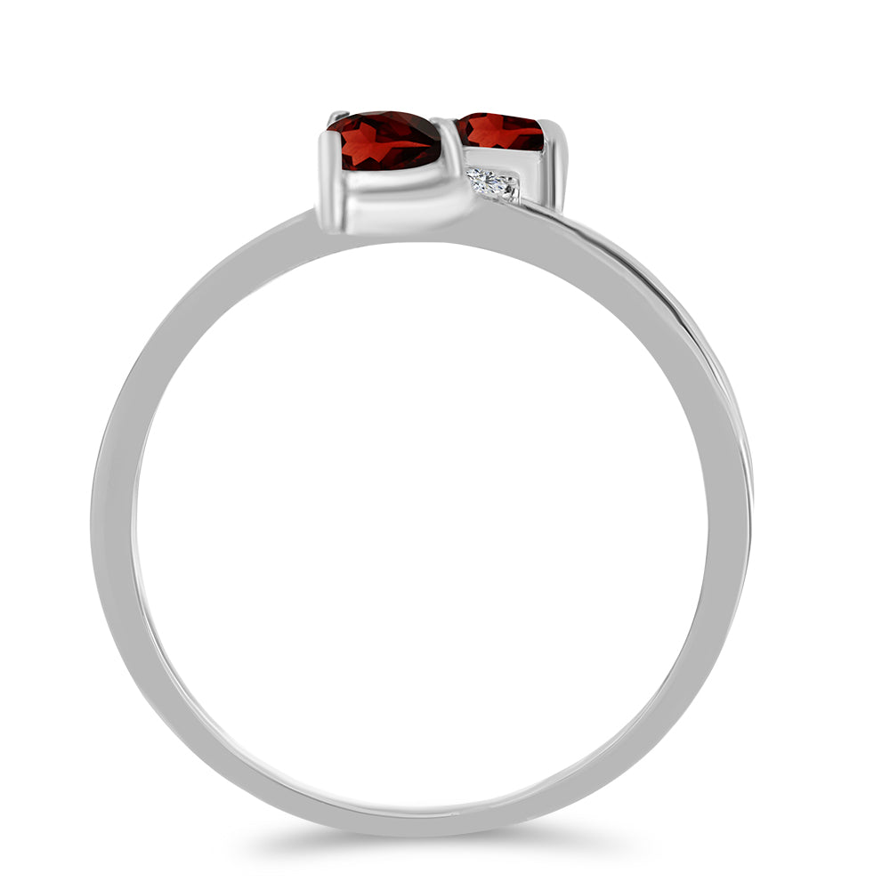 Stříbro 925/1000 - Prsten s Bartonským Granátem a Bílým Topazem - Karátové číslo: 1.01. přibližná hmotnost: 2.55 gramů 2 