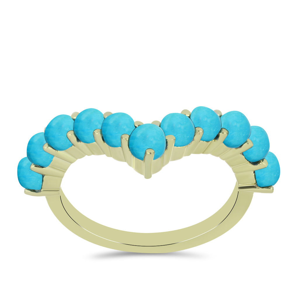 Pozlacené Stříbro 925/1000 - Prsten s Tyrkysem Sleeping Beauty - Karátové číslo: 1.52. přibližná hmotnost: 2.71 gramů 1 