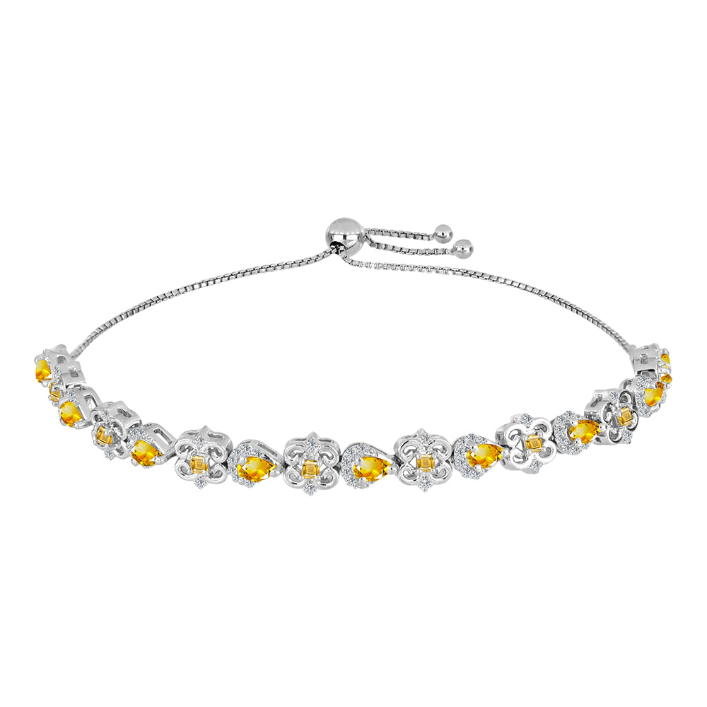 Stříbrný Náramek s Uralským Citrínem a Bílým Topazem