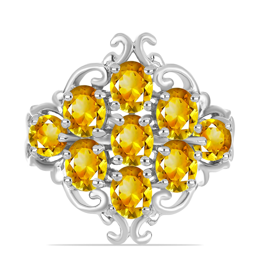 Stříbro 925/1000 - Prsten s Uralským Citrínem - Karátové číslo: 2.79. přibližná hmotnost: 4.47 gramů