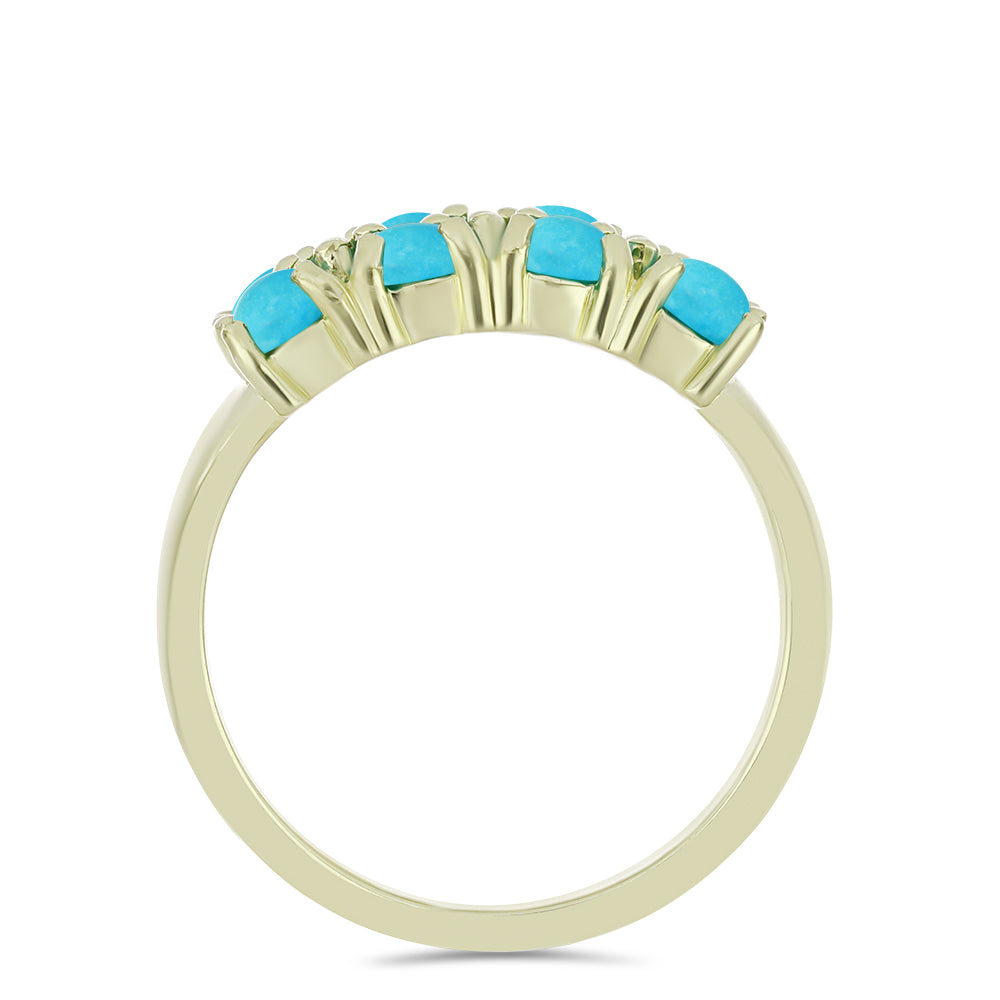 Pozlacené stříbro 925/1000 Prsten s Tyrkysem Sleeping Beauty a Bílým Topazem - Karátové číslo: 1.4. přibližná hmotnost: 3.22 gramů