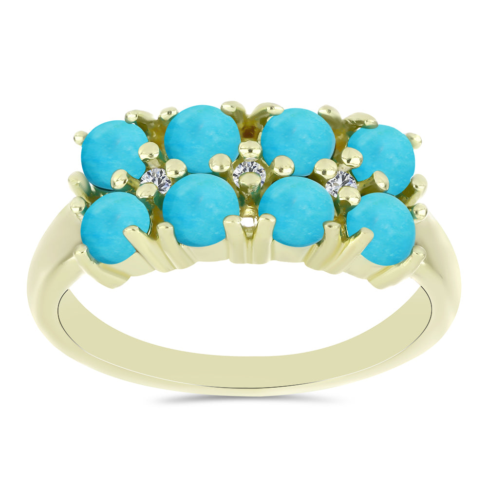 Pozlacené stříbro 925/1000 Prsten s Tyrkysem Sleeping Beauty a Bílým Topazem - Karátové číslo: 1.4. přibližná hmotnost: 3.22 gramů 1 