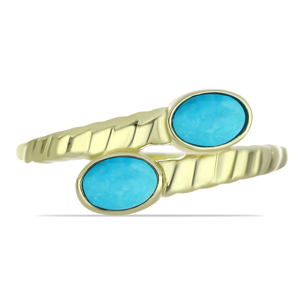 Pozlacené Stříbro 925/1000 - Prsten s Tyrkysem Sleeping Beauty - Karátové číslo: 0.81. přibližná hmotnost: 3.32 gramů