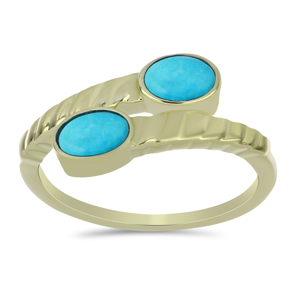 Pozlacené Stříbro 925/1000 - Prsten s Tyrkysem Sleeping Beauty - Karátové číslo: 0.81. přibližná hmotnost: 3.32 gramů 3 