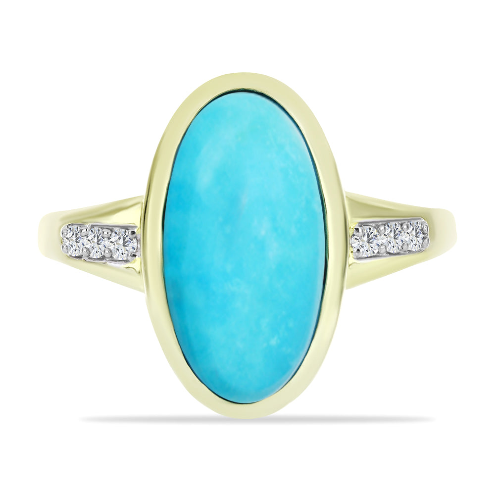 Pozlacený Stříbrný Prsten s Tyrkysem Sleeping Beauty a Bílým Topazem 1 