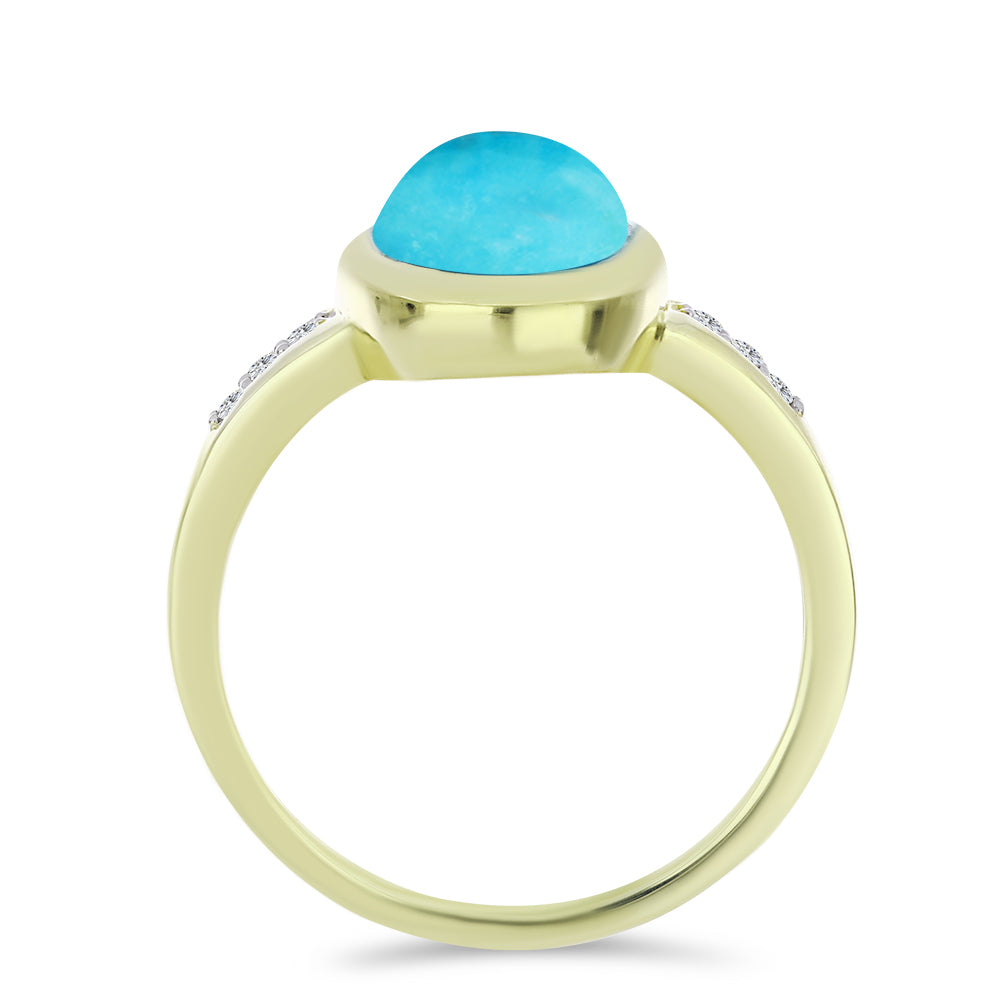 Pozlacený Stříbrný Prsten s Tyrkysem Sleeping Beauty a Bílým Topazem