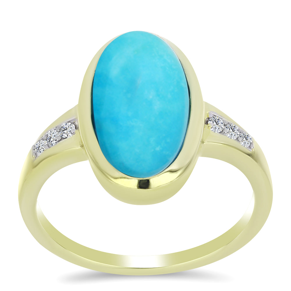 Pozlacený Stříbrný Prsten s Tyrkysem Sleeping Beauty a Bílým Topazem 3 