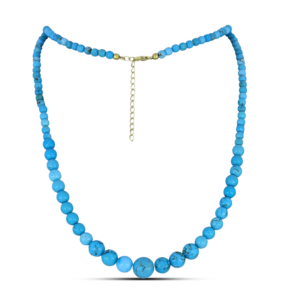 Pozlacené Stříbro 925/1000 - Náhrdelník s Tyrkysem Sleeping Beauty - Karátové číslo: 98.68. přibližná hmotnost: 20.75 gramů 1 