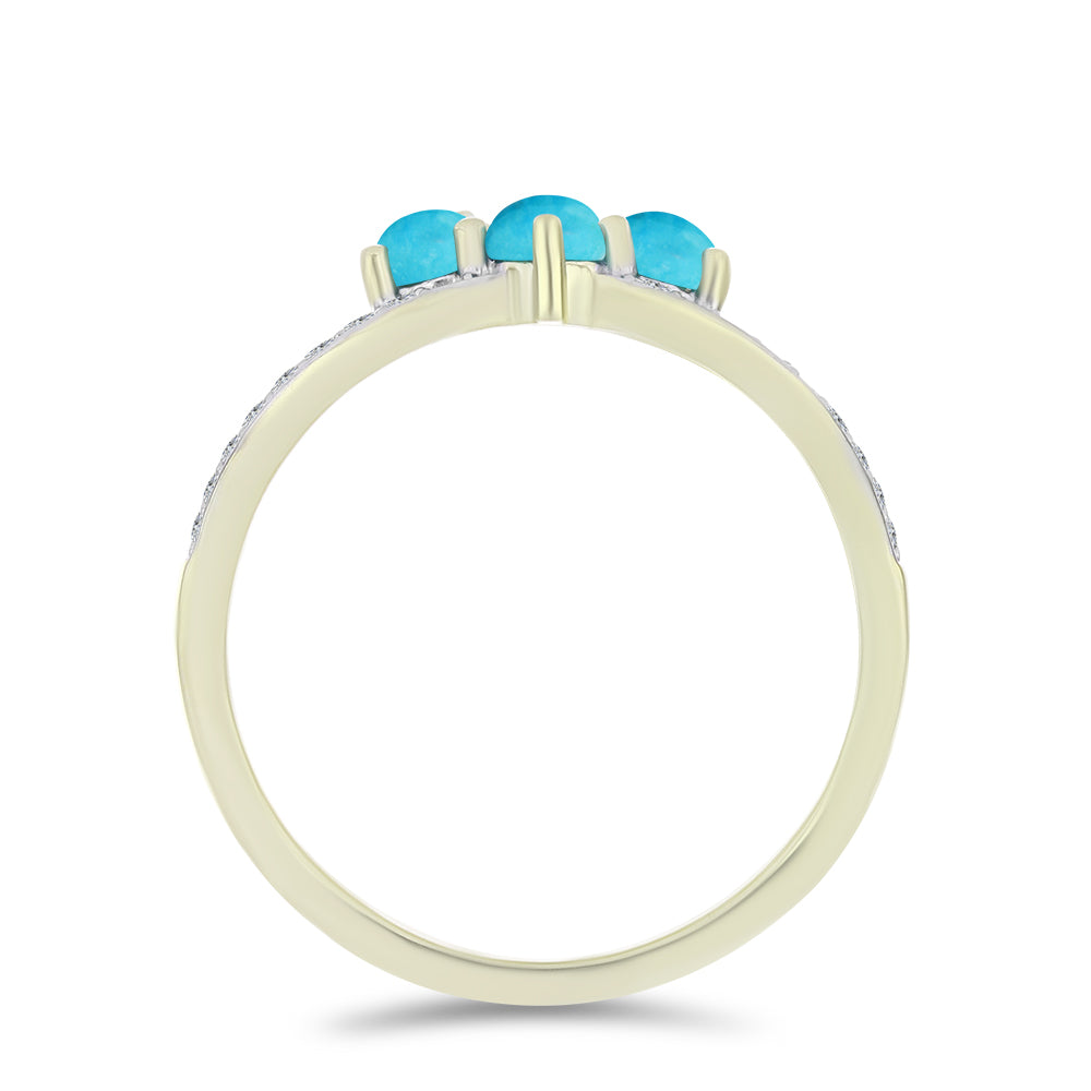 Pozlacený 925 / 1000 Sterlingové Stříbro Prsten s Tyrkysem Sleeping Beauty a Bílým Topazem 2 