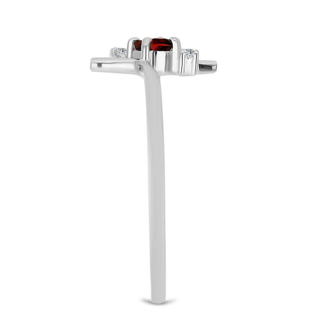 Stříbro 925/1000 Prsten s Bartonským Granátem a Bílým Topazem - Karátové číslo: 0.25. přibližná hmotnost: 1.59 gramů 4 