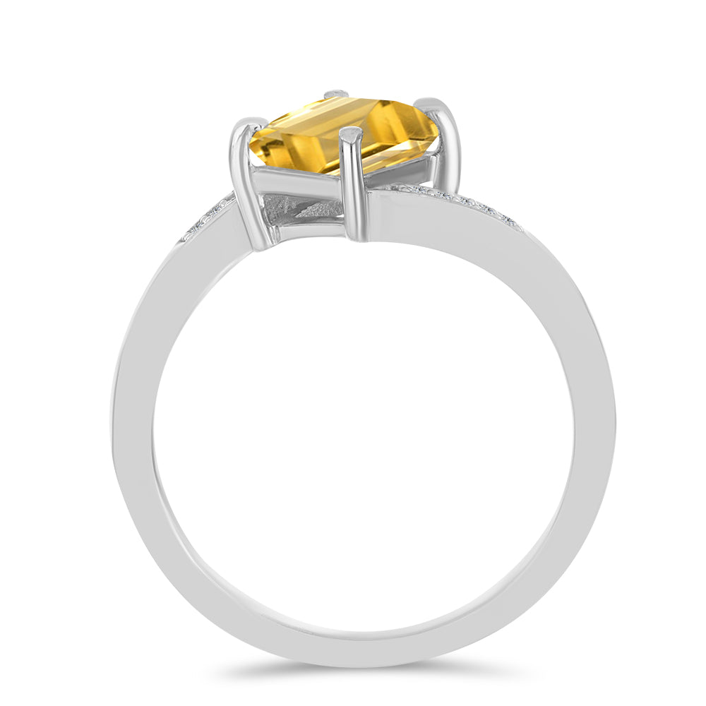 Stříbro 925/1000 - Prsten s Uralským Citrínem a Bílým Topazem - Karátové číslo: 1.21. přibližná hmotnost: 3.09 gramů 2 