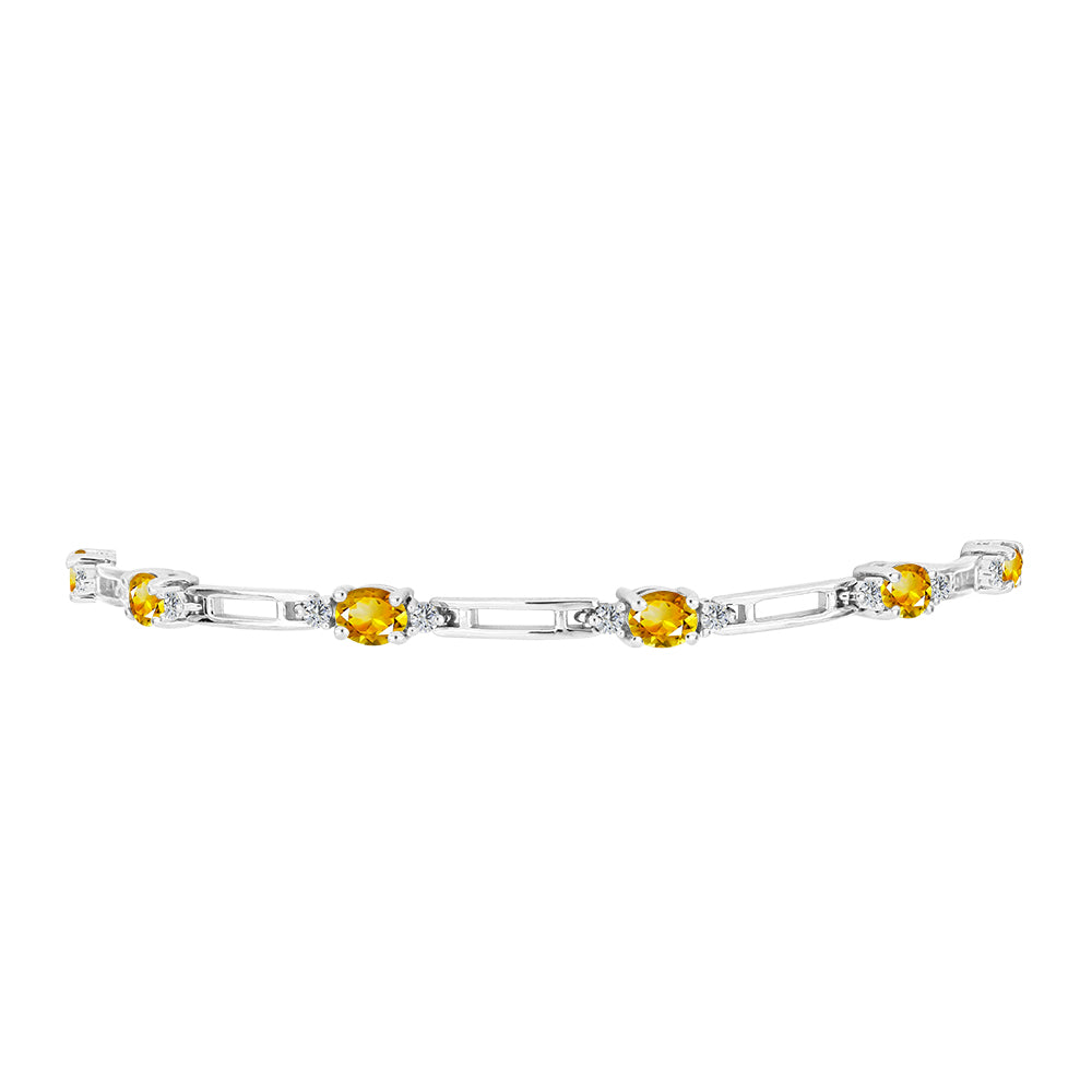 Stříbrný Náramek s Uralským Citrínem a Bílým Topazem 2 